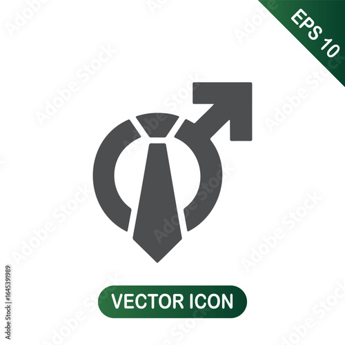 Man with a tie icon, male gender symbol, business or professional concept