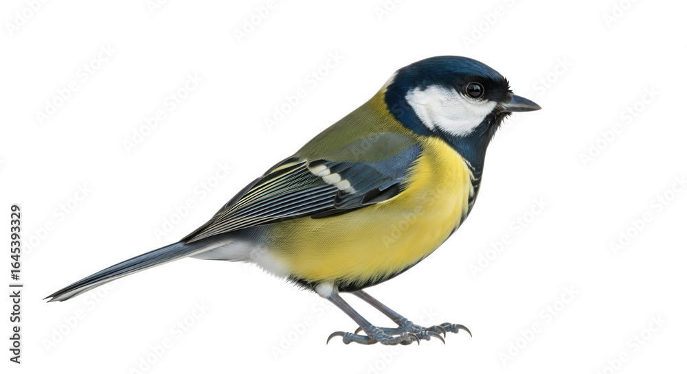 Fototapeta premium A great tit bird isolated on a transparent background