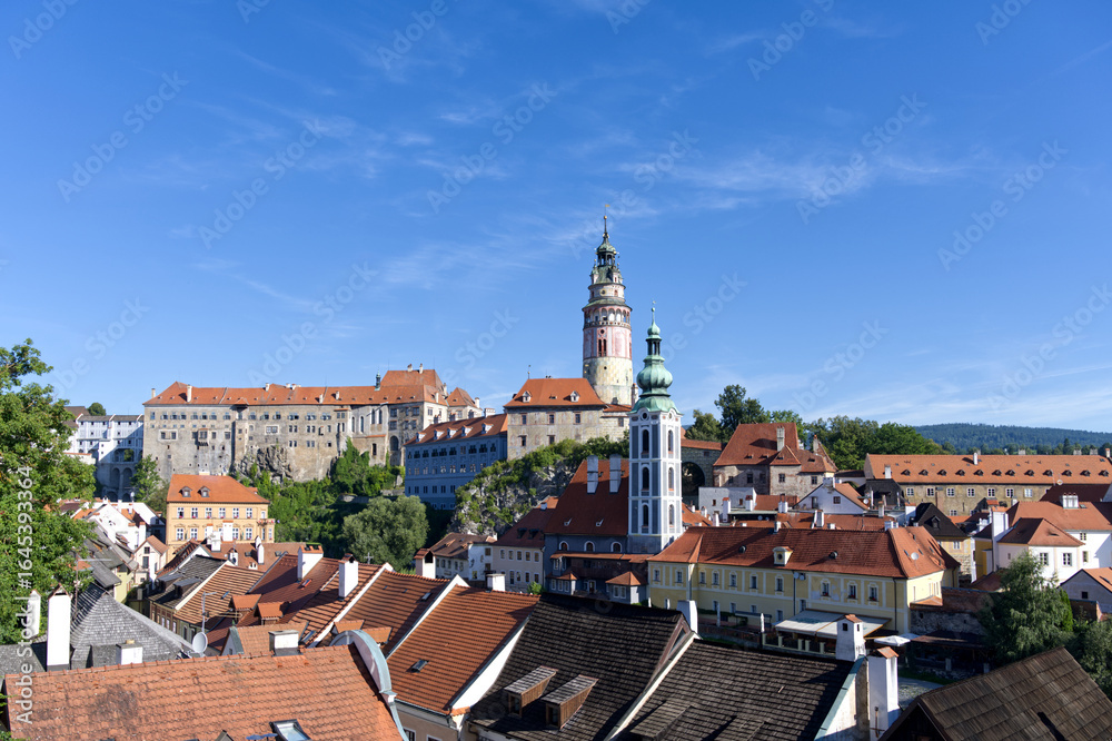 Panorama view Cesky Krumlov, Krummau historical town in Czech Republic, Europe Panorama view Cesky Krumlov, Krummau historical town in Czech Republic, Europe