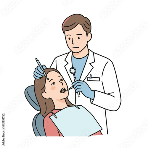 Dental Checkup: A professional dentist, in a sterilized clinic, is seen examining a patient's oral hygiene with utmost care, capturing the moment.