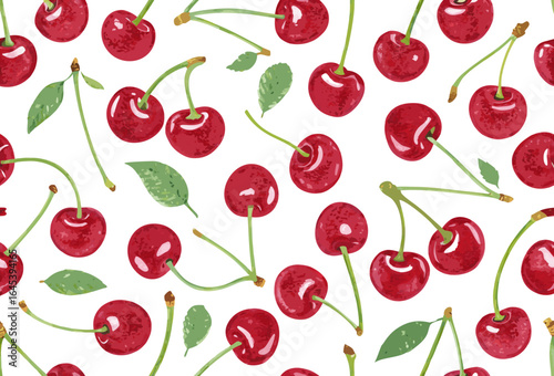 Ripe red cherries seamless 	