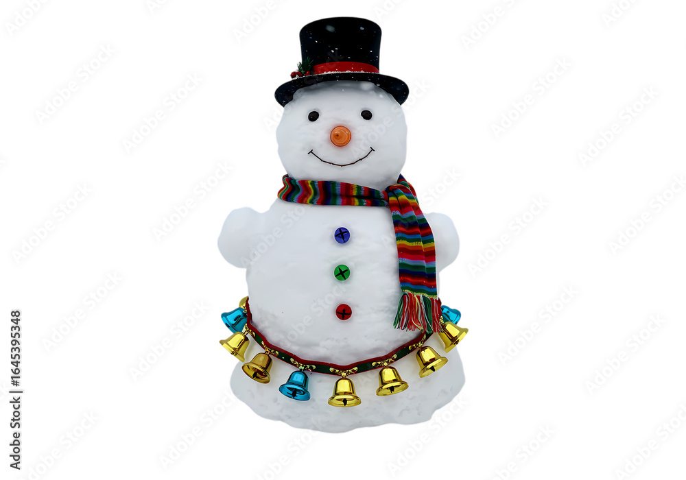 Fototapeta premium Festive Snowman Ornament: Winter Holiday Decoration isolated on transparent background