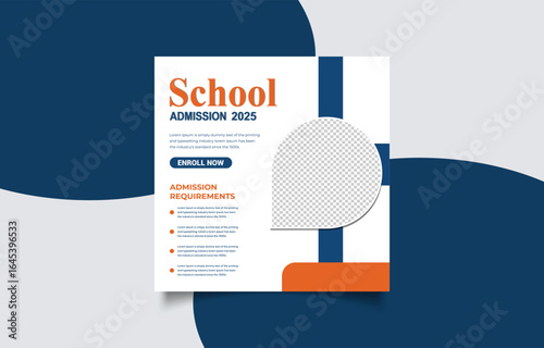 School Admission Announcement for 2025 Graphic Template Social Media Post Design Ready for Education Advertisement and Promoting New Students Enrollment