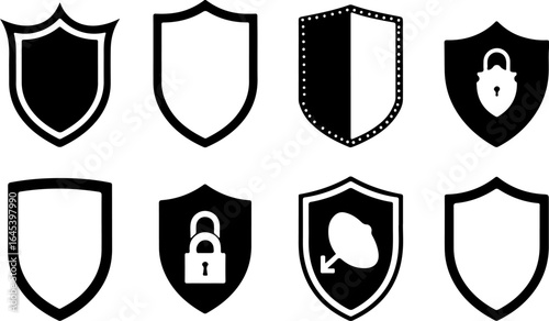 Security Shield Icon Set with Lock Symbols