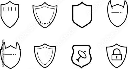 Security Shield Vector Set – Line Art Style" vector bundle