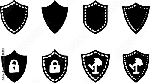 Security Shield Vector Set – Line Art Style" vector bundle