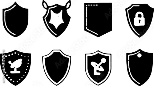 Security Shield Vector Set – Line Art Style" vector bundle