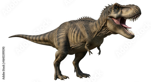 A roaring tyrannosaurus rex dinosaur isolated on transparent background