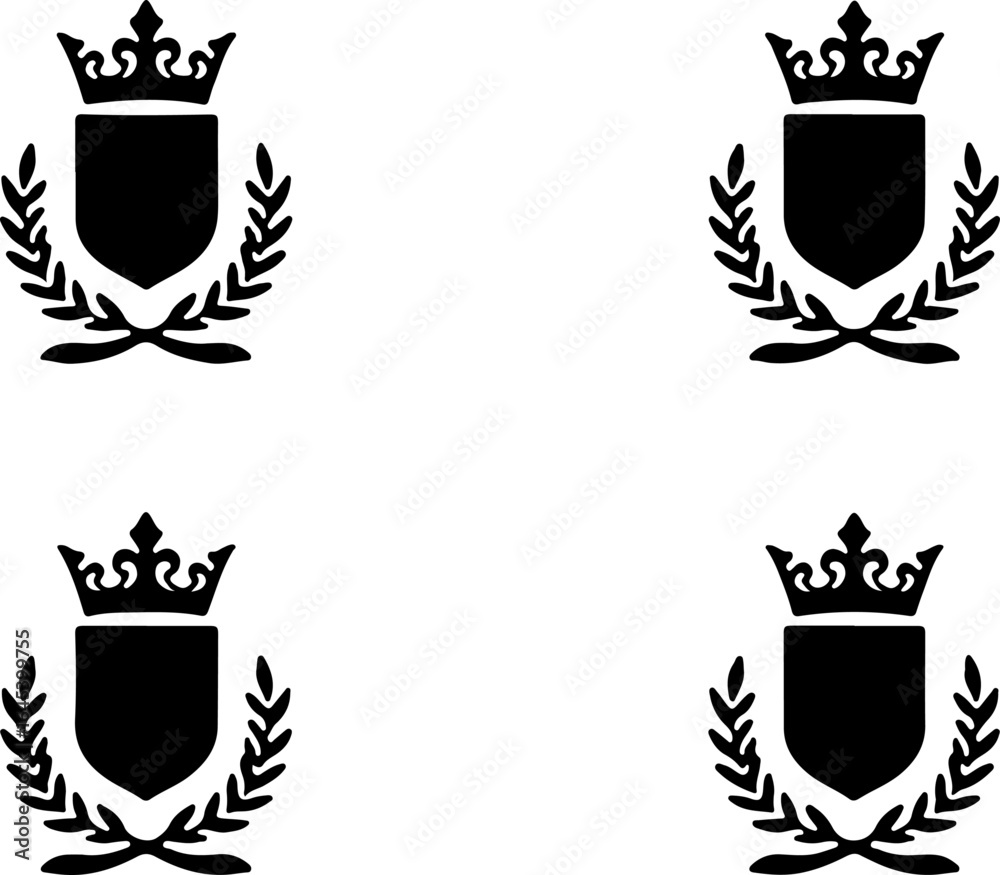 Obraz premium Classic Heraldic Shield and royal Laurel Crest Set