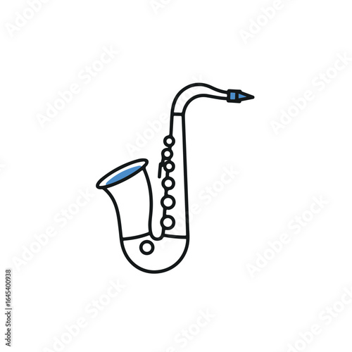 A vector illustration of a saxophone isolated on a surface.