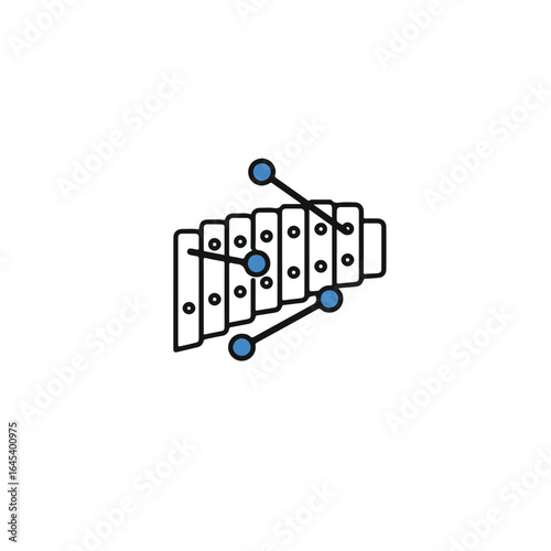 Minimalist xylophone instrument isolated on white background.