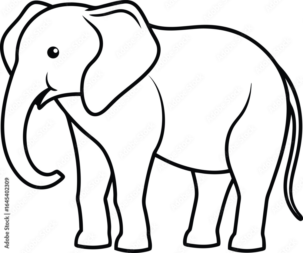 Fototapeta premium A playful pink elephant cartoon vector illustration with a cute character design for a fun wildlife drawing