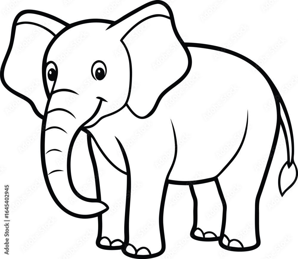 Naklejka premium A funny, big-eared baby elephant cartoon illustration for a fun zoo safari design