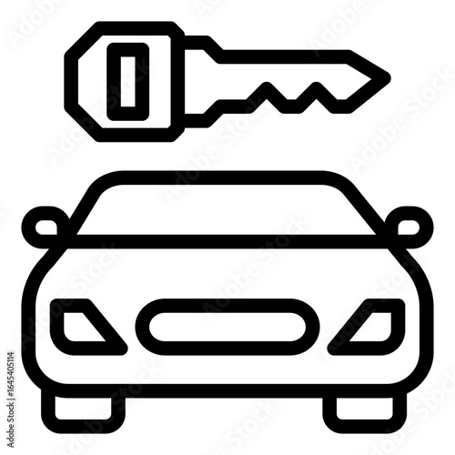 Car Rental icon, Black And White Outline Icon Vector.