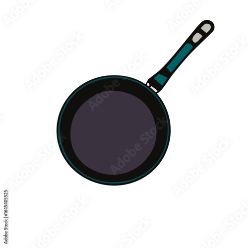 Black skillet on dark setting on transparent background
