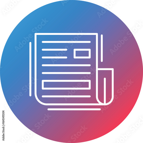 Newspaper Line Gradient Circle Background Icon