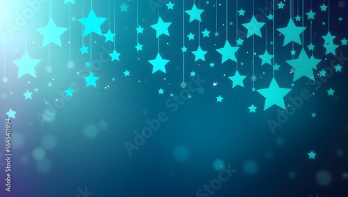 Celestial Cascade An Elegant Backdrop of Turquoise Stars and Sparkling Lights