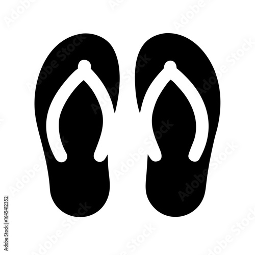 Flip Flops Beach Sand Summer Footwear Holiday Outline Vector Icon Design