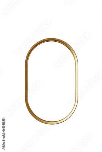 antique mirror frame .Shiny gold oval frame with smooth edges on white background