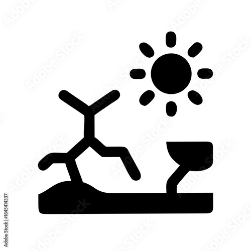 Drought Water Scarcity Climate Heat Environment Outline Vector Icon Design