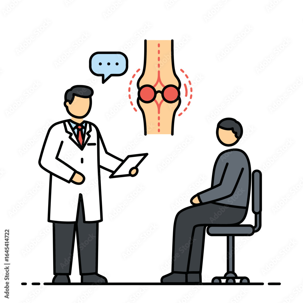 Medical Consultation: A doctor reviews a patient's information, as the focus centers on musculoskeletal health, emphasizing care and medical consultation. Medical Consultation: A doctor reviews a patient's information, as the focus centers on musculoskeletal health, emphasizing care and medical consultation.