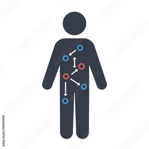 The Essence of Human Health: A stylized representation of the human body. with circulatory system network highlighting the intricate and vital pathways.