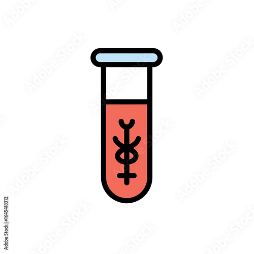 Blood Sample in Laboratory: A vibrant illustration showcases a detailed close-up of a medical blood sample in a test tube, signifying scientific analysis and biological research.