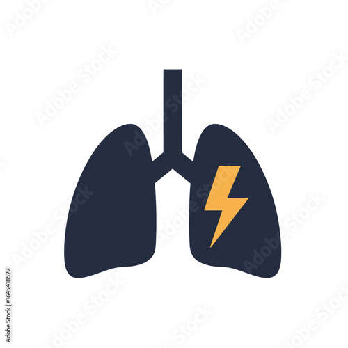 Pulmonary Challenge: A stark, vector representation of the lungs highlights a symbol of energetic conflict, serving as a metaphor for respiratory adversity or potential health challenges. 