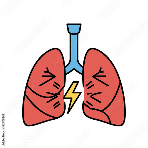 Lungs at Risk: Depicting the delicate intricacy of human lungs, the image reveals a spark within, symbolizing a health issue with clinical precision.