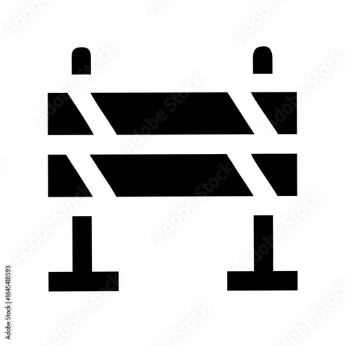 Road Barrier with Warning Stripes Icon – Safety and Construction Illustration for Traffic Control, Caution, and Roadwork