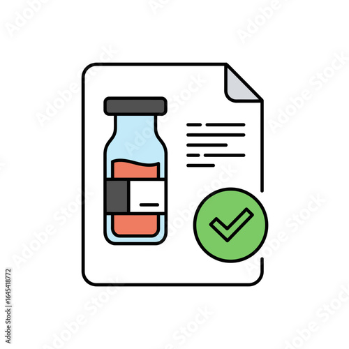 Vaccine Approval and Safety: An illustration features a vial and a document, visually representing the concepts of vaccination and regulatory authorization.