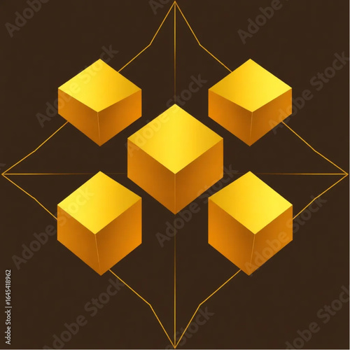 Expressive gold geometric cubes design