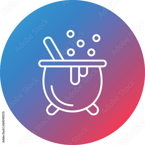 Cauldron Line Gradient Circle Background Icon