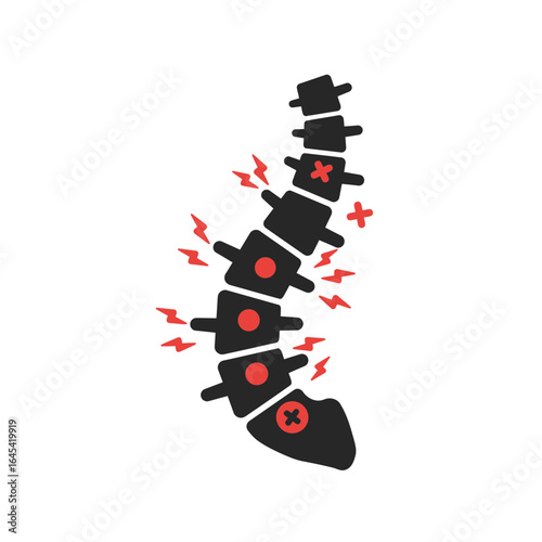 Spine Pain: An illustration of spine suffering from the pain, with graphic representation, depicting the concept of the spine and health concerns.