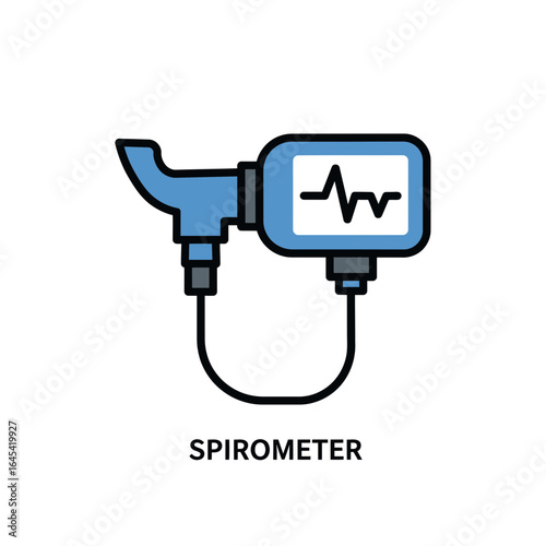 Spirometer in Healthcare: A detailed, graphic illustration of a spirometer, a crucial medical tool. Representing the precision and diagnostic power within modern healthcare.