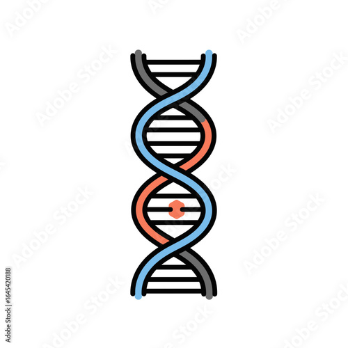 DNA Structure: A vibrant illustration depicts the elegant double helix structure of a DNA molecule, showcasing the building block of life.