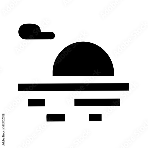 Wide Ocean Horizon Outline Icon – Sea and Maritime Landscape Vector Illustration