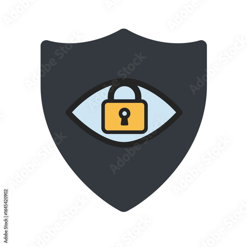 Data Privacy Emblem: This image displays a shield featuring a stylized eye overlaid with a padlock. It conveys the concept of data privacy.