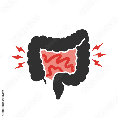 Gastrointestinal distress illustration: A medical illustration depicts a visual representation of abdominal pain and discomfort, highlighting the complexities of internal organs.