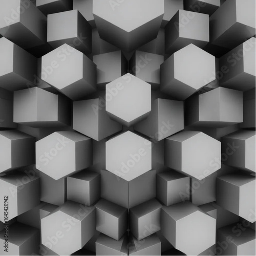 Electric black and white geometric cubes texture
