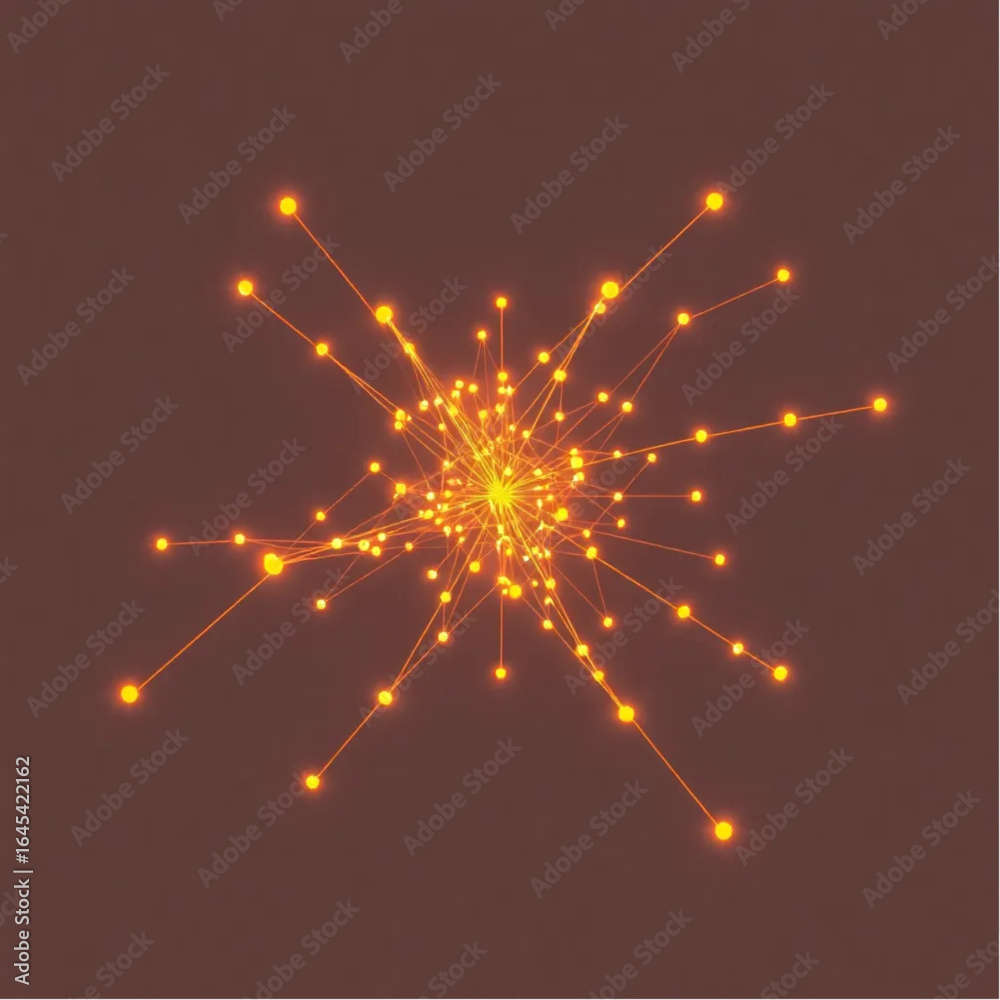 Obraz premium Crystalline orange node network render
