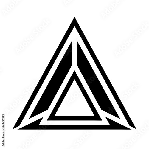 Vector art of black and white geometric triangle symbol, isolated on white background
