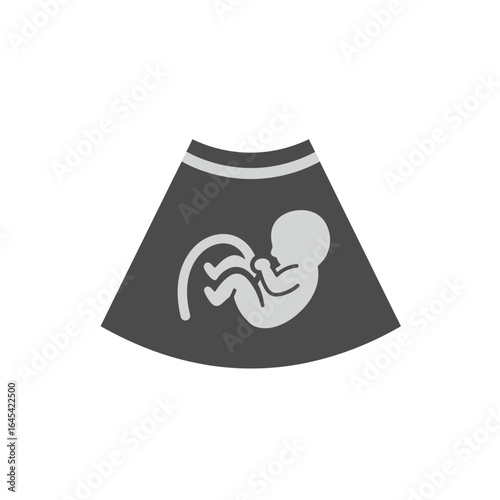 Ultrasound image of a Fetus: A symbolic representation of a developing fetus within a womb.