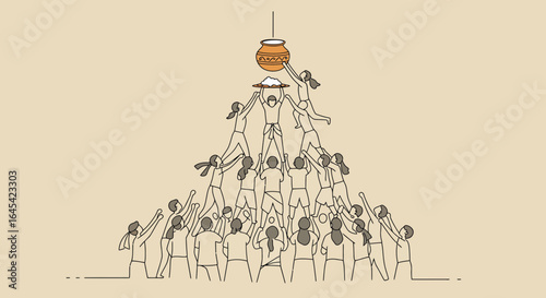 Celebrating the spirit of dahi handi human pyramid festival in simple design