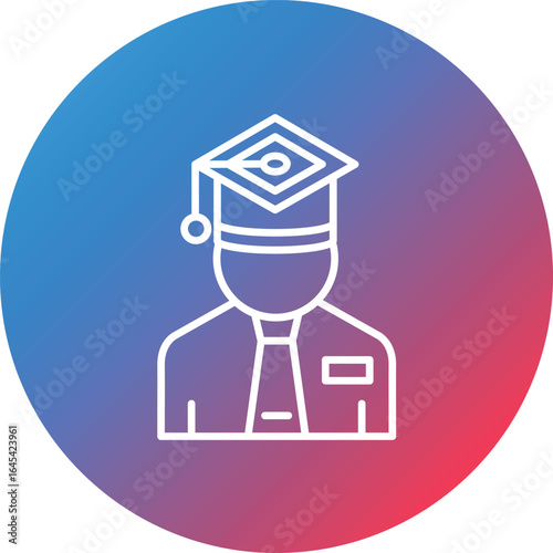 Graduate Line Gradient Circle Background Icon
