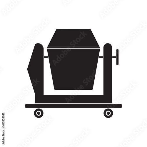 concrete material mixing tool flat icon vector