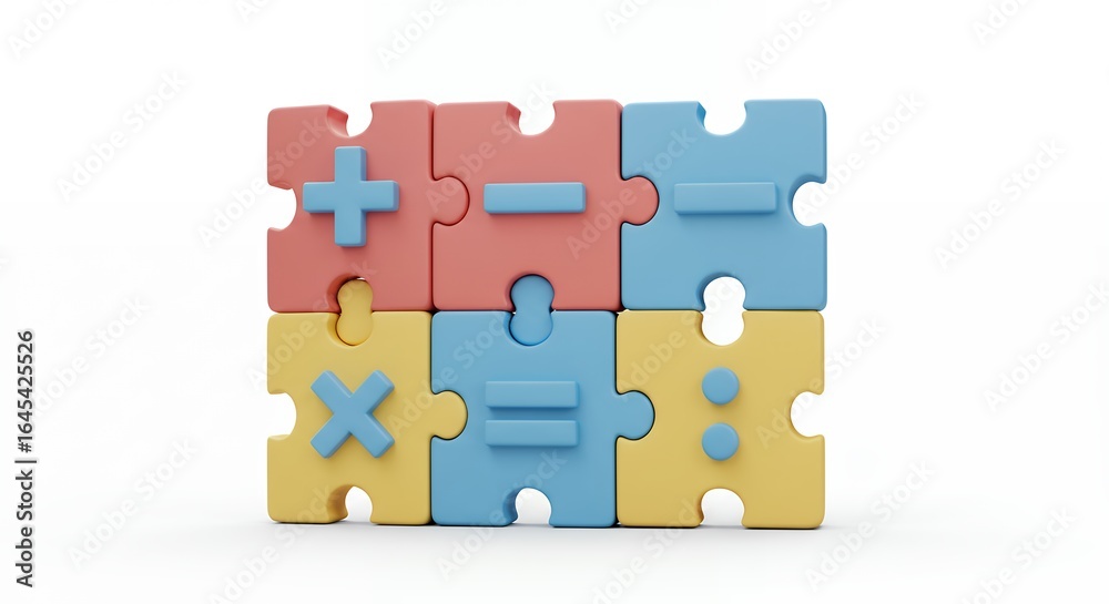 Naklejka premium Colorful mathematical puzzle pieces
