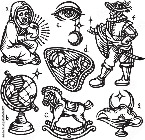 Engraving Medieval age Vector Illustration