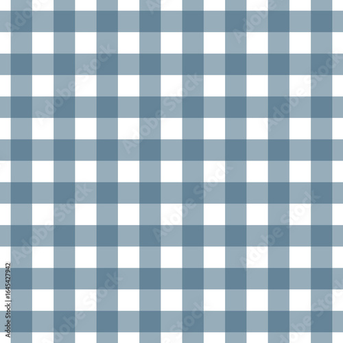 ​A classic gingham check pattern in muted blue-gray and white.


