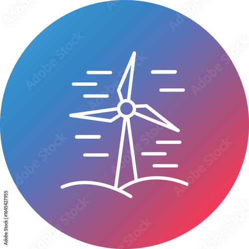 Windmills Line Gradient Circle Background Icon